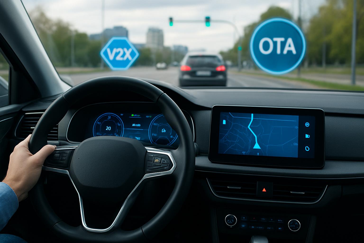 Najnowsze technologie w samochodach. Infrastruktura i łączność: V2X, OTA, cyfrowy kokpit Najnowsze technologie w samochodach. Infrastruktura i łączność: V2X, OTA, cyfrowy kokpit