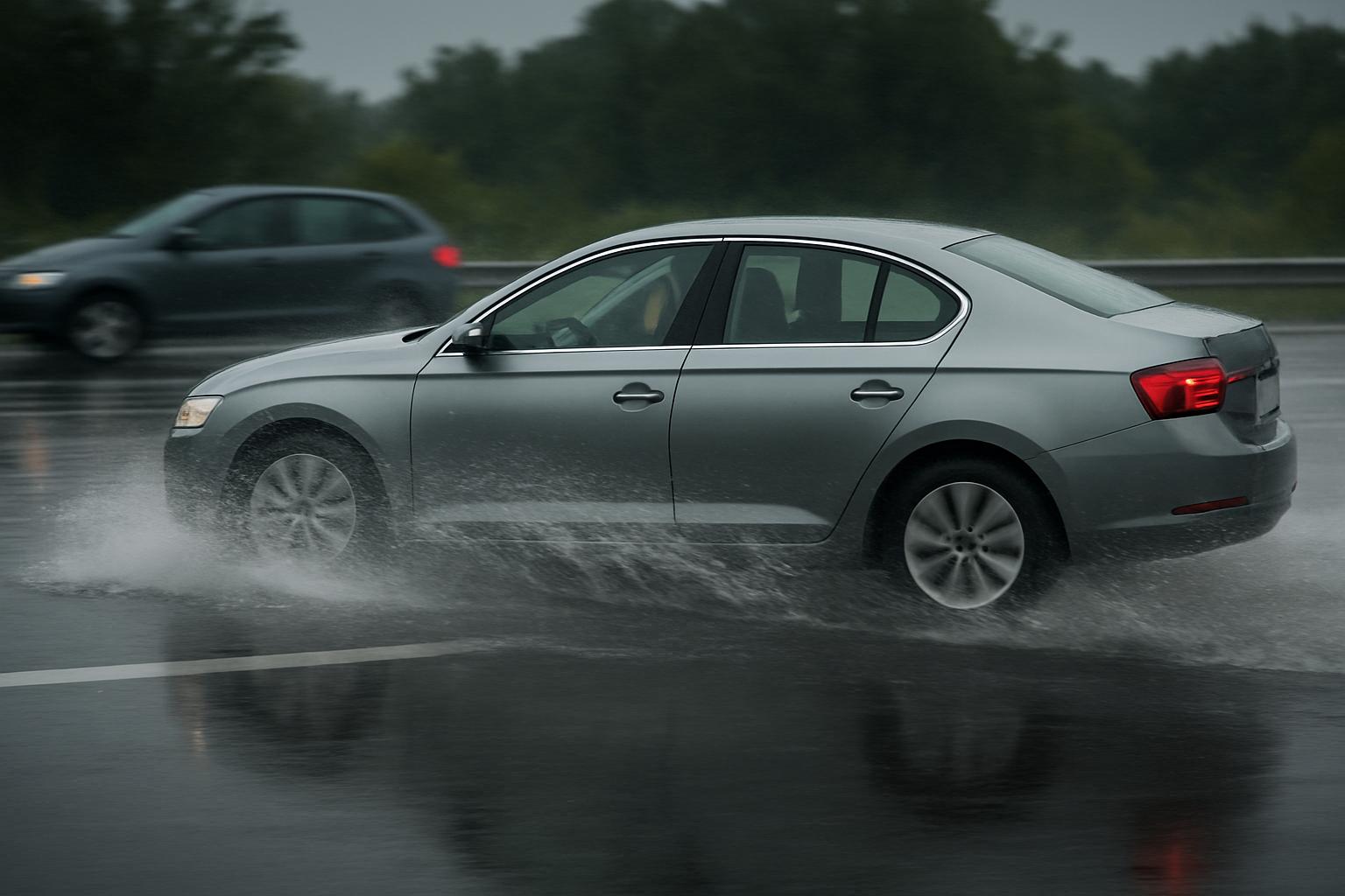 Aquaplaning – jakie zachowanie kierowcy może pogorszyć utratę przyczepności?. Zbyt agresywne manewry wyprzedzania i zmiany pasa w wodzie