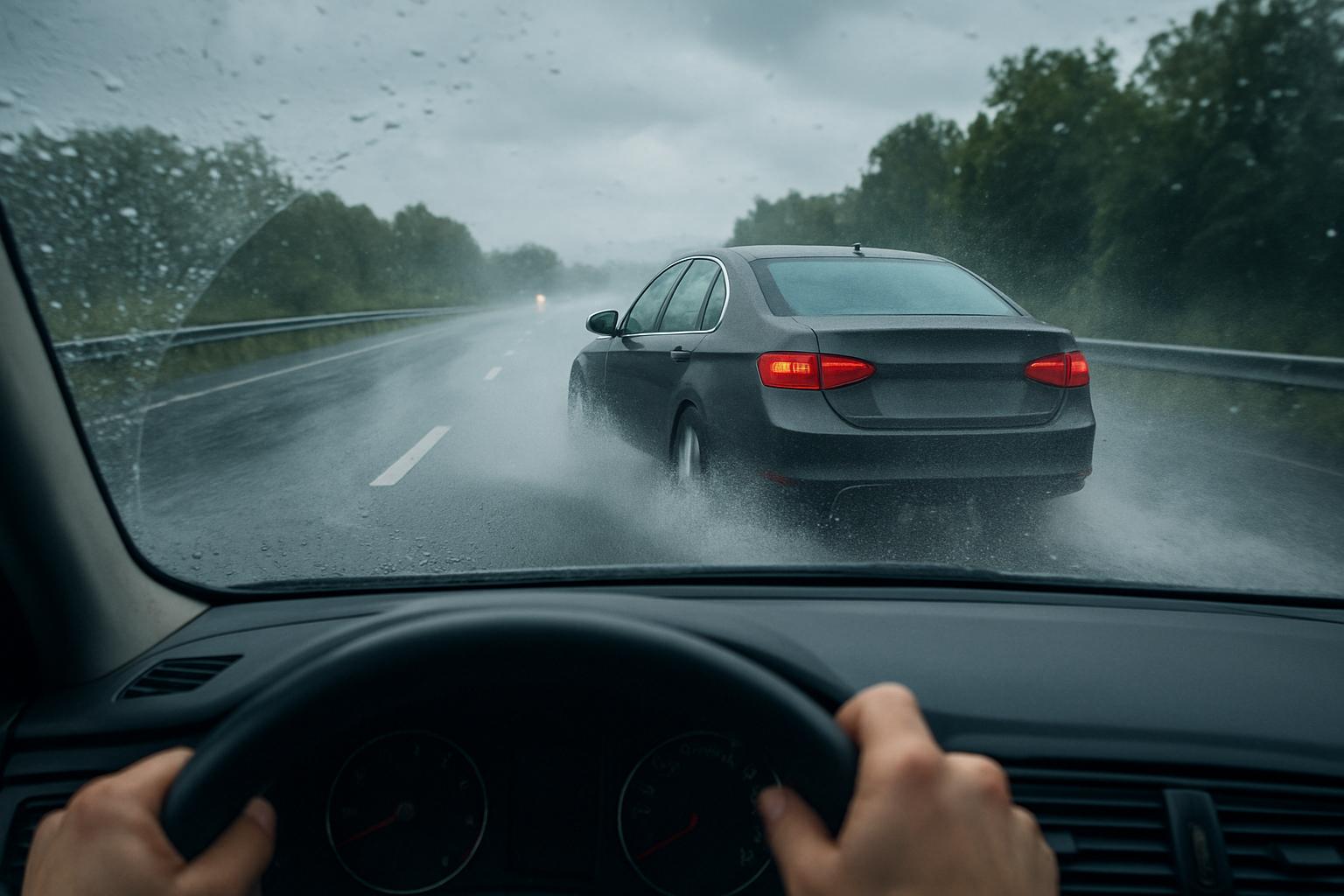 Aquaplaning – jakie zachowanie kierowcy może pogorszyć utratę przyczepności?. Za późne zauważenie problemu i reakcje „z opóźnieniem”