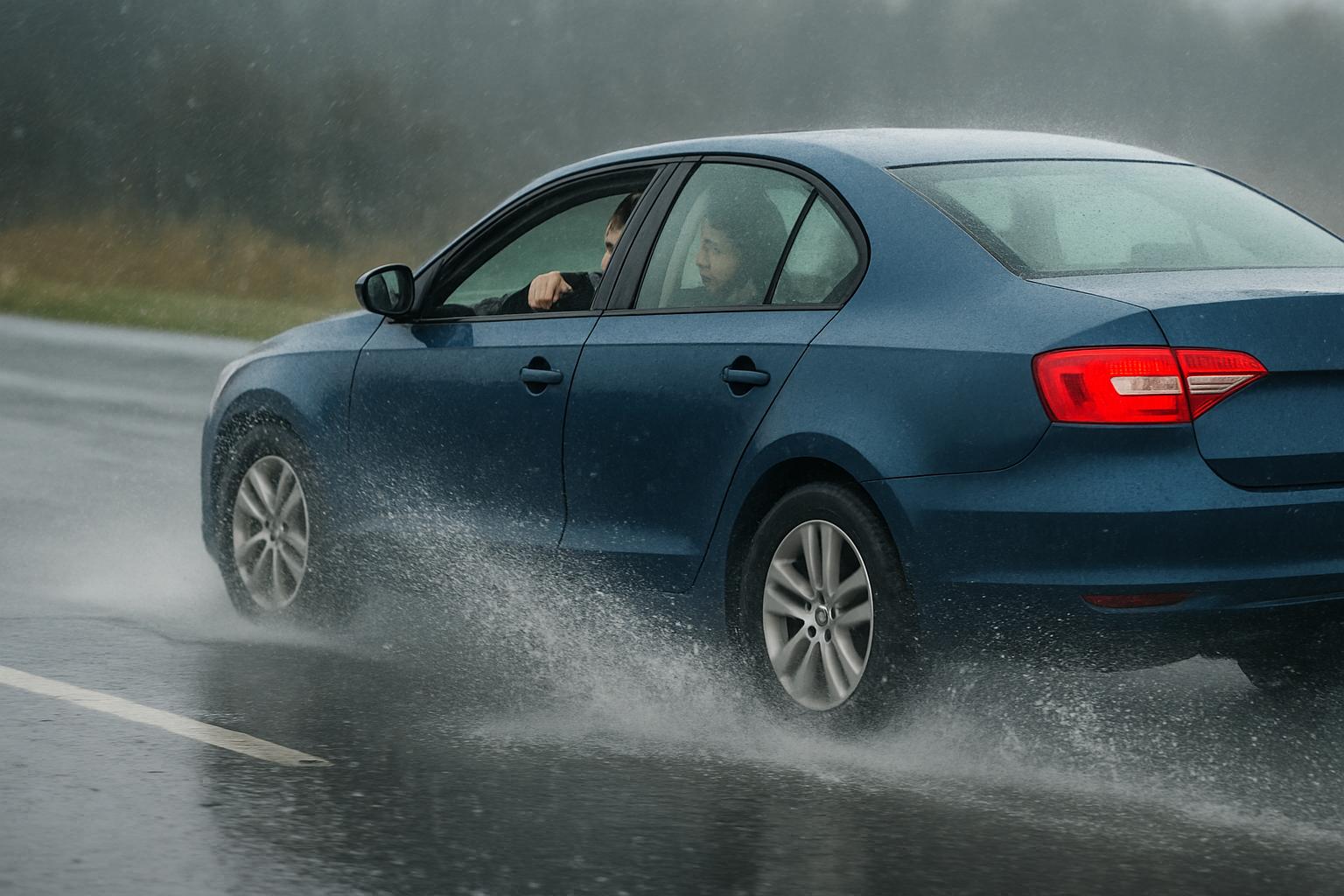 Aquaplaning – jakie zachowanie kierowcy może pogorszyć utratę przyczepności?. Gwałtowne hamowanie i zryw w trakcji